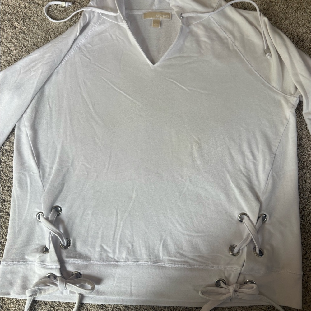 Michael Kors Silver Lace-Up Hoodie